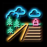 orchard in village neon glow icon illustration vector