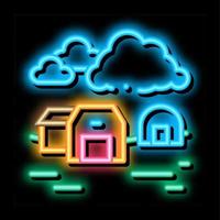 house with greenhouse neon glow icon illustration vector