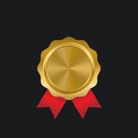 Vector golden seal with ribbons isolated on blck background.