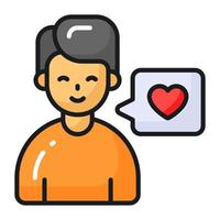 boy with chat bubble and heart, icon of love chat vector