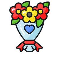 Bunch of flowers, beautiful icon of bouquet in trendy style vector