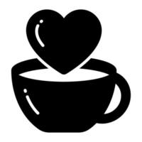 Coffee cup with heart symbol icon of favorite coffee in modern style vector