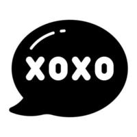 el texto xoxo en una burbuja de habla representa emociones de amor y beso vector