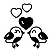 Beautiful vector icon of love birds, editable style