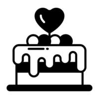 An amazing vector of cake with heart, valentine cake