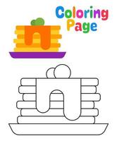 Coloring page with Pan Cake for kids vector