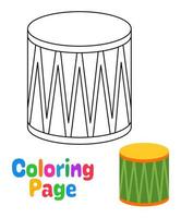 Coloring page with Drum for kids vector