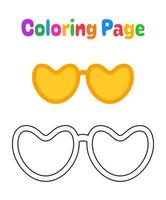 Coloring page with Glasses for kids vector