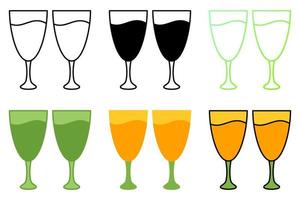 Champagne Glasses in flat style isolated vector