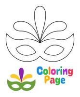 Coloring page with Carnival Mask for kids vector