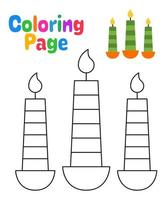 Coloring page with Candle for kids vector