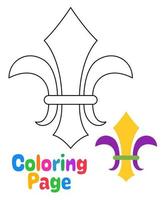 Coloring page with Fleur De Lis for kids vector