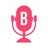 Podcast Radio Logo On Letter B Design Using Microphone Template. Dj Music, Podcast Logo Design, Mix Audio Broadcast Vector