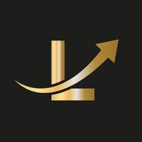 logotipo de finanzas en el concepto de letra l. logotipo de marketing y negocios financieros vector