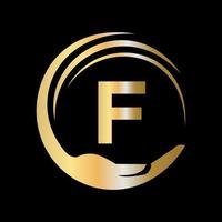 signo de la fundación caritativa de la unidad de la letra f. diseño de logotipo de trabajo en equipo de unidad vector