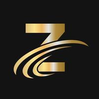 Initial letter Z logo design with swoosh sign logotype based alphabet business logo vector