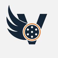 Initial Letter V Film Logo. Film logo, Movie, Feather, Wing, Reel logo design template Template vector
