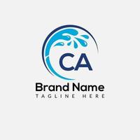 Maid Cleaning Logo On Letter CA. Clean House Sign, Fresh Clean Logo Cleaning Brush and Water Drop Concept Template vector