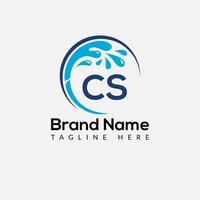 Maid Cleaning Logo On Letter CS. Clean House Sign, Fresh Clean Logo Cleaning Brush and Water Drop Concept Template vector