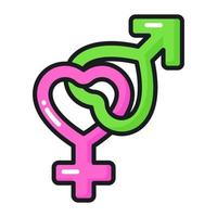 vector de símbolo de género masculino y femenino, icono de relación
