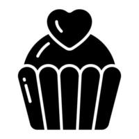 diseño de vector de cupcake de San Valentín con corazón, icono editable
