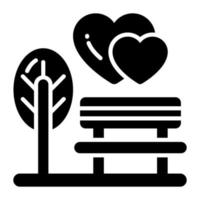 Park bench and tree with hearts vector of dating, premium icon design