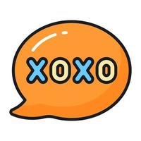 el texto xoxo en una burbuja de habla representa emociones de amor y beso vector