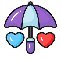 Heart symbol inside the umbrella vector of love care in trendy style