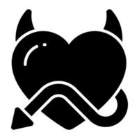 An icon of devil heart in modern and trendy style, heart with horns vector