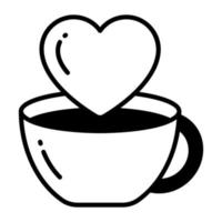 Coffee cup with heart symbol icon of favorite coffee in modern style vector