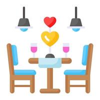 hermoso vector diseñado de cena romántica, icono listo para usar