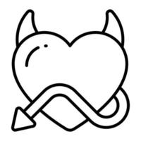 An icon of devil heart in modern and trendy style, heart with horns vector