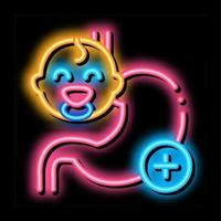 work of esophagus of newborn baby neon glow icon illustration vector