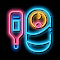 baby temperature measurement neon glow icon illustration vector