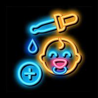 liquid dropper for baby neon glow icon illustration vector