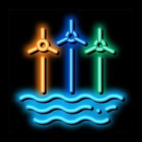 wind energy technology among sea neon glow icon illustration vector