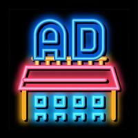 ads sign on roof of store neon glow icon illustration vector