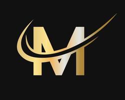 Initial monogram letter M logo design with luxury concept vector