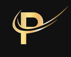 Initial monogram letter P logo design with luxury concept vector
