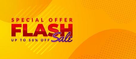 Flash sale banner vector, horizontal background of discount event for media promotion and social media post vector