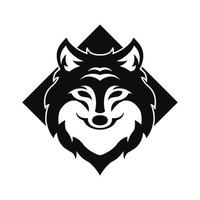 wolf head black logo icon design vector illustration