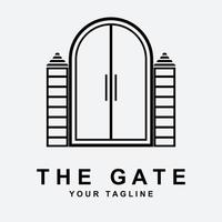 antique gate or vintage gate logo vector illustration design