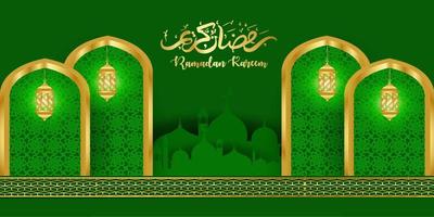 Ramadan Kareem simple deign with green color vector