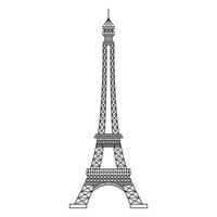 Eiffel Tower Black Silhouette on white background vector