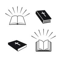 los iconos de los libros de la biblia se ponen negros en un fondo blanco vector