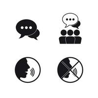 Talking icons set, black on a white background vector