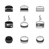 conjunto de iconos de hamburguesa. Negro sobre un fondo blanco vector