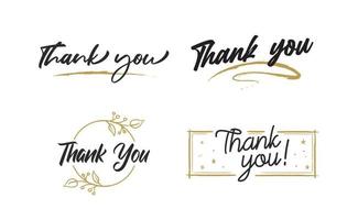 Set of custom THANK YOU hand lettering designs. vector