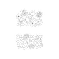 páginas para colorear florales, artes de línea de flores, patrones florales de línea de arte de silueta, dibujo de flores en blanco y negro de contorno, gráficos botánicos de contorno, diseño floral sobre fondo blanco, diseño floral básico vector