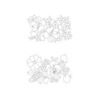 páginas para colorear florales, artes de línea de flores, patrones florales de línea de arte de silueta, dibujo de flores en blanco y negro de contorno, gráficos botánicos de contorno, diseño floral sobre fondo blanco, diseño floral básico vector